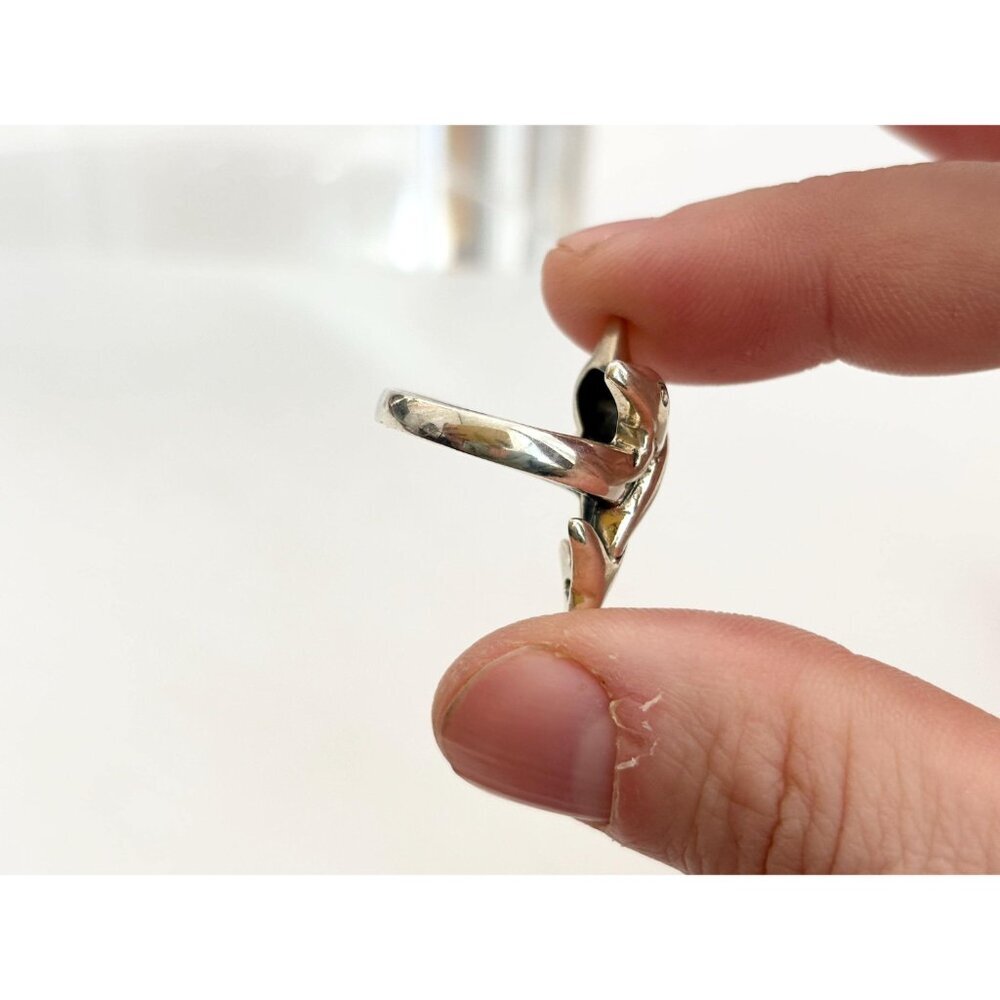 Interlocking Twin Dolphin Figural 925 Sterling Si… - image 3